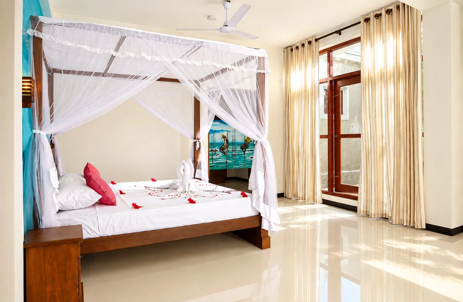 Garden Suite — bed prepared with flower petals